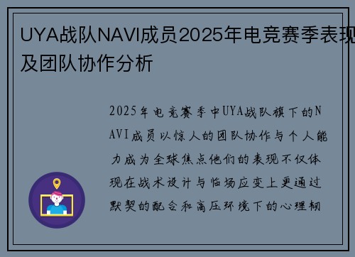 UYA战队NAVI成员2025年电竞赛季表现及团队协作分析